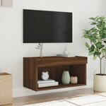 vidaXL Meuble TV avec lumières LED chêne marron 60x30x30 cm