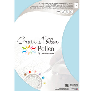 Etui de 5 cartes pliées grain de pollen 148 5x210 bleu celeste clairefontaine