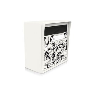 Boîte aux lettres compacte blanche-artiste[Mél Bol] – "La ville se réveille" – fabriquée en France – en résine – ne rouille pas – porte interchangeable