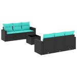 vidaXL Salon de jardin 7 Pièces avec coussins noir résine tressée