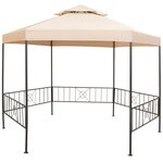 vidaXL Chapiteau tente de jardin Hexagonal Beige 323 x 265 cm