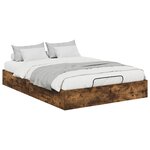 vidaXL Cadre de lit ottoman avec stockage Chêne fumé 193 x 120 x 25 cm