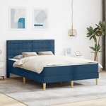 vidaXL Cadre de lit avec matelas Bleu 120 x 200 cm Tissu