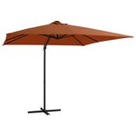 vidaXL Parasol déporté avec lumières LED Terre cuite 250x250 cm