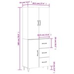 vidaXL Buffet haut Blanc 69 5x34x180 cm Bois d'ingénierie