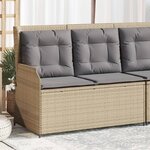 vidaXL Banc inclinable de jardin avec coussins beige résine tressée