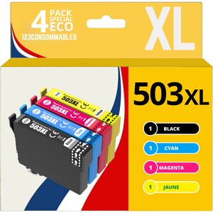 123CONSOMMABLES - 503XL -  Cartouches d'encre Compatible pour Epson 503 XL pour Epson Expression Home XP-5200 XP-5205 Workforce WF-2960DWF WF-2965DWF (Pack de 4)