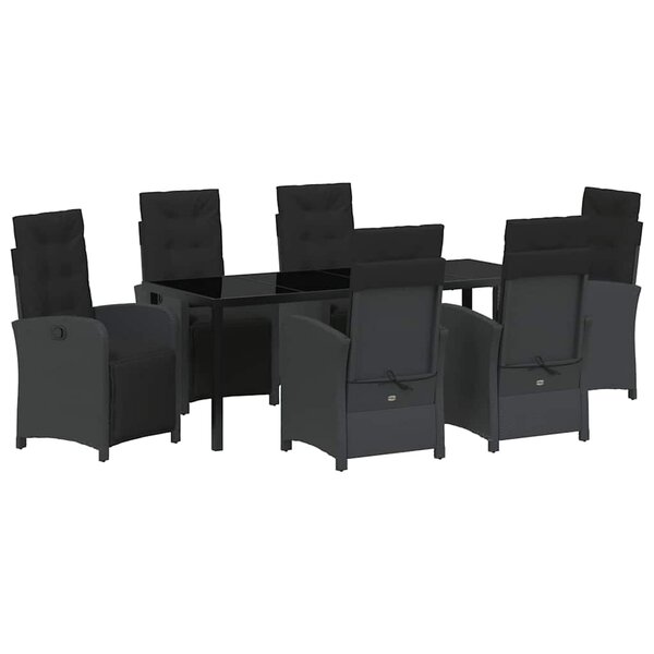 vidaXL Ensemble de salle à manger pour jardin 7 Pièces Noir polyrotin