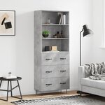 vidaXL Buffet haut Gris béton 69 5x34x180 cm Bois d'ingénierie