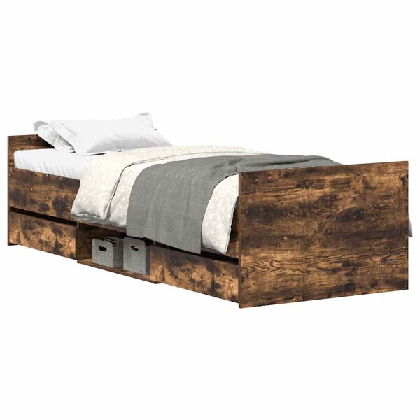 vidaXL Cadre de lit sans matelas chêne fumé 90x200 cm
