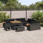 vidaXL Ensemble de canapé de jardin 13 Pièces Noir polyrotin