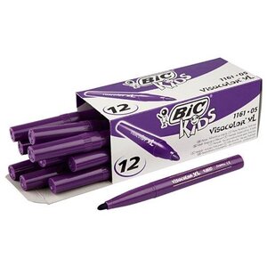 Boîte de 12 feutres de coloriage KIDS VISACOLOR XL Pte large Bloquée Violet BIC