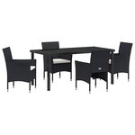 vidaXL Ensemble de salle à manger pour jardin 5 Pièces Noir polyrotin
