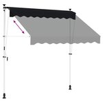 vidaXL Auvent rétractable manuel Noir 400 cm