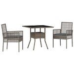 vidaXL Ensemble de salle à manger pour jardin 3 Pièces Gris Poly rotin