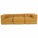 vidaXL Canapé modulaire 3 Pièces Jaune tissu