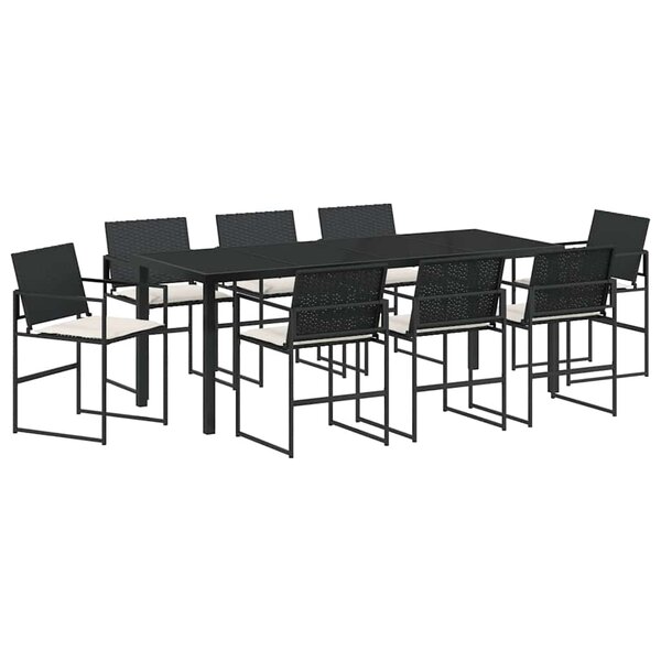 vidaXL Ensemble de salle à manger pour jardin 9 Pièces Noir et Crème