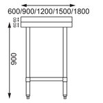 Table inox professionnelle avec dosseret - gamme 700 - vogue -  - acier inoxydable900x700 600x700x900mm
