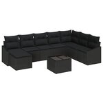 vidaXL Ensemble de canapé de jardin 9 Pièces Noir Poly rotin
