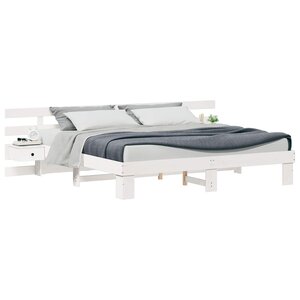 vidaXL Cadre de lit avec tête de lit Blanc 200 x 200 cm Pin massif