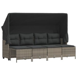 vidaXL Salon de jardin 5 Pièces avec coussins gris résine tressée