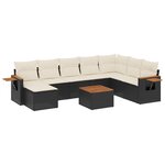 vidaXL Salon de jardin 9 Pièces avec coussins noir résine tressée