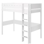 Flexa WHITE Lit mezzanine avec echelle droite 90 x 200 cm Barriere de securite classique Blanc