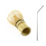 Fouet à thé matcha en bambou + 4 pailles en inox