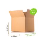 Lot de 50 cartons de déménagement simple cannelure 68x37x26.5cm (x50)