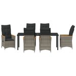 vidaXL Ensemble de jardin 7 pièces avec coussins en rotin poly gris