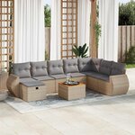 vidaXL Salon de jardin avec coussins 9 Pièces beige résine tressée