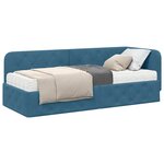 vidaXL Cadre de lit d'angle avec matelas Bleu 80 x 200 cm Velours