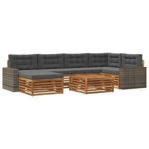 vidaXL Ensemble de canapés d'extérieur 7 pc Naturel et Anthracite