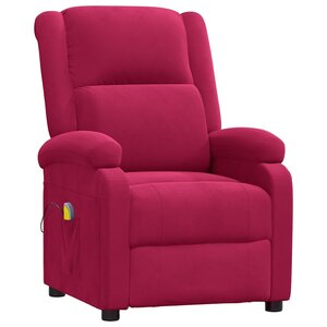vidaXL Fauteuil de massage Rouge bordeaux Velours
