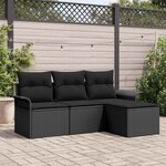 vidaXL Ensemble de canapé de jardin 4 Pièces Noir 55 x 55 x 37cm
