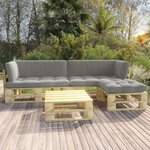 vidaXL Salon de jardin palette 4Pièces avec coussins pin imprégné de vert