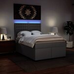 vidaXL Sommier à lattes de lit avec matelas Gris 140x190 cm Similicuir