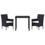 vidaXL Ensemble de salle à manger pour jardin 3 Pièces Noir Poly rotin