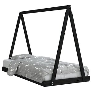 vidaXL Cadre de lit pour enfants noir 90x190 cm bois de pin massif