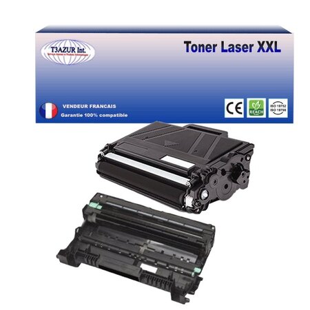 Tambour+Toner compatibles avec Brother TN3480 DR3400 pour Brother HL-L5200DW  HL-L5200DWT  HL-L6250DN  HL-L6300DW - T3AZUR
