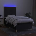 vidaXL Sommier à lattes de lit et matelas et LED Noir 90x200 cm Tissu