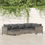 vidaXL Salon de jardin 6 Pièces avec coussins Gris Résine tressée
