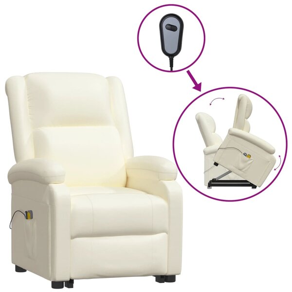 vidaXL Fauteuil de massage Crème Similicuir