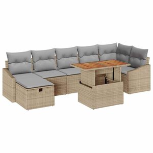 vidaXL Ensemble de canapé de jardin 8 Pièces Beige Poly rotin