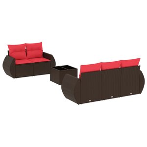 vidaXL Salon de jardin 6 Pièces avec coussins marron résine tressée