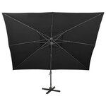 vidaXL Parasol de jardin déporté avec double dessus noir 400 x 300 cm