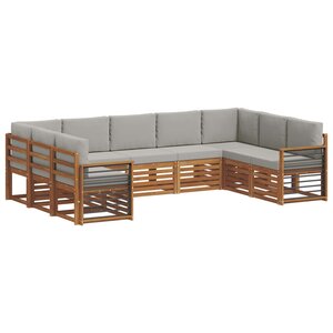 vidaXL Ensemble de canapé d'angle 9 Pièces Gris Naturel et Clair