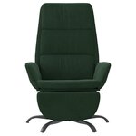 Vidaxl chaise de relaxation avec repose-pied vert foncé velours