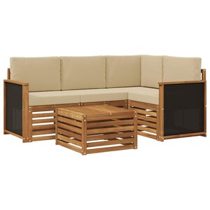 vidaXL Ensemble de canapés d'extérieur 5 Pièces Naturel et Beige