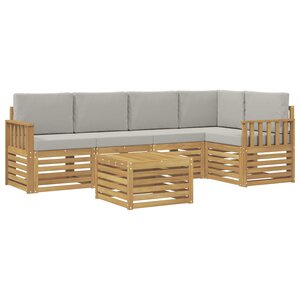 vidaXL Ensemble de canapés d'extérieur 6 Pièces Blanc et gris clair
